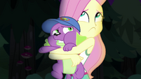 Fluttershy hugging Spike too tightly EG4