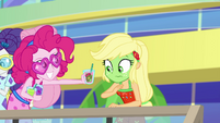 Pinkie Pie giving Applejack a smoothie EGSB