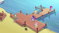 Equestria Girls repairing the dock EG4