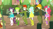 Rarity and Pinkie in conga line EG