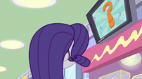 Rarity looking at a television screen EGS1