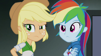 Applejack and Rainbow hear Trixie's voice EG2