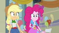 Applejack and Pinkie hear Sunset enter EG