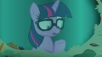 Pony Sci-Twi looking at her hooves EGSB