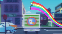 Rainbow Dash jumps over orange truck EGDS42