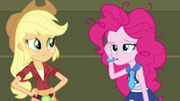 Party-pooped Pinkie approaching Applejack EG3