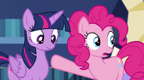 Pinkie Pie pointing at Twilight EG2