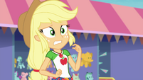 Applejack embarrassed by her interruption EGROF