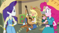 Rarity and Pinkie notice Applejack sleeping EGDS25