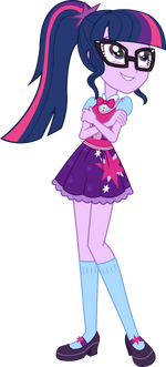 Artwork of Twilight Sparkle in Canterlot High School uniform.