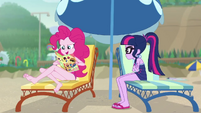 Pinkie Pie reading the second question EGDS21