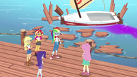 Equestria Girls surveying the dock damage EG4