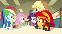 Fluttershy's friends look at her EG2