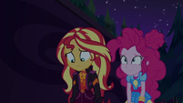 Sunset and Pinkie sad to be kicked out EGSBP