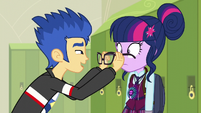 Flash placing Twilight's glasses on her face EG3