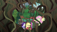 Equestria Girls look at the large opening in the wall EG4