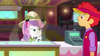 Sweetie Belle defiantly eats popcorn in front of cashier SS11