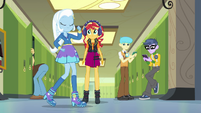 Trixie walking past Sunset Shimmer with swagger EGDS5