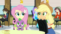 Fluttershy looking toward Applejack EG2