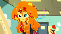 Sunset Shimmer covered in orange paint SS10