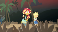 Sunset Shimmer steps on something crunchy EGS2