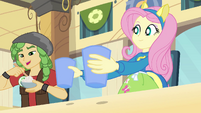 Fluttershy banging cups on the table 2 EG