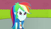 Rainbow Dash looking embarrassed at Celestia SS8