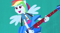 Rainbow Dash on blue Better Than Ever backdrop EG2