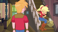 Applejack sliding down the stair railing EGDS25