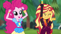 Pinkie Pie and Sunset dancing wildly CYOE11c