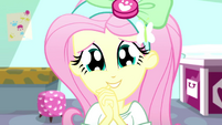 Fluttershy offers a pet to Sunset Shimmer SS7