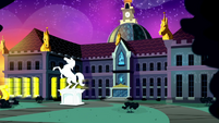 Canterlot High School exterior at dusk SS2