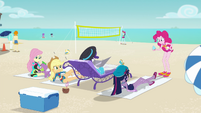 Equestria Girls lying on beach towels EGFF