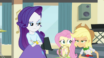 Rarity, Fluttershy, and AJ displeased by Rainbow's words EG2