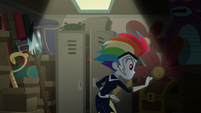 Rainbow Dash looking at the movie props EGS2