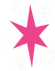 Pink six-pointed star surrounded by five white stars