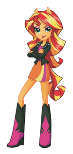 Artwork of Sunset Shimmer's human form used in the Equestria Girls toy line