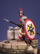 A figurine of 5th Macedonian Legion trooper in Egypt in 540AD, note the late Attic helmet[17]