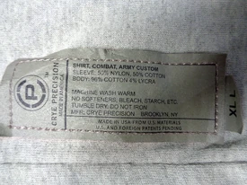 Crye Combat Shirt Army Custom Tags.jpg (1.72 MB) Details within the tags have not changed much since Gen 1. Note that the tags state the torso material is made of cotton.