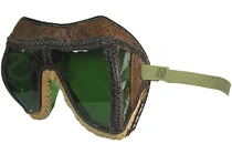 A pair of M43 goggles with green lenses