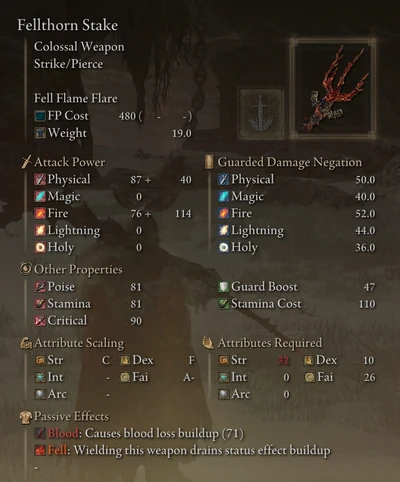 An example of the new Weapon UI, showing off some hidden stats and the new icons.