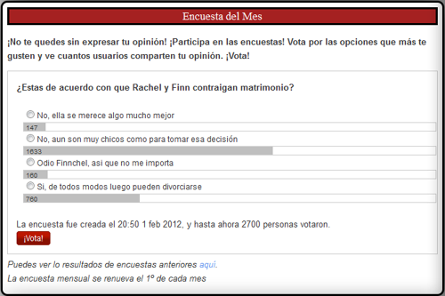 ¿Estas de acuerdo con que Rachel y Finn contraigan matrimonio?