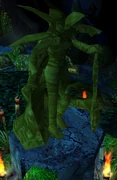 Estatua de Azshara en la Tumba de Sargeras durante la campaña de los Centinelas en Warcraft III.