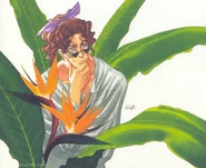 Dryden with Bird of Paradise flowers. This flower symbolizes Freedom and the Ability to Travel, Royalty, Magnificence, Paradise on Earth, Faithfulness, and Optimism.