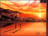 Hitomi Kanzaki and Susumu Amano on the track field.