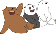 Pardo, Panda y Polar mirando mientras están sentados.