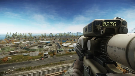 Raptar Rangefinder in use, showing a range of 236 meters.