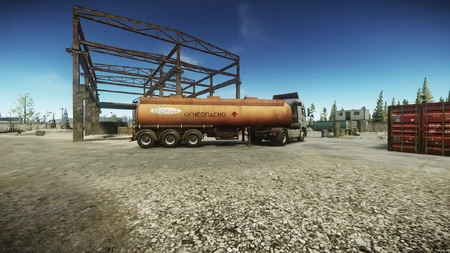 Tanker truck #2 at the construction site with the fuel tanks