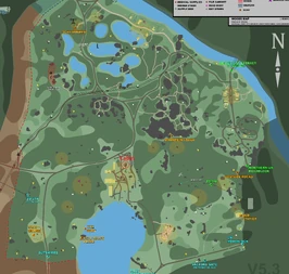 Emplacement du baraquement indiqué sur la carte