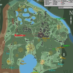 Emplacement des bunkers indiqués sur la carte